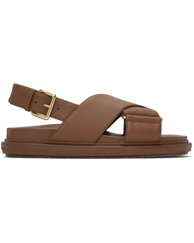 Marni Brown Leather Fussbett Sandals 00m30