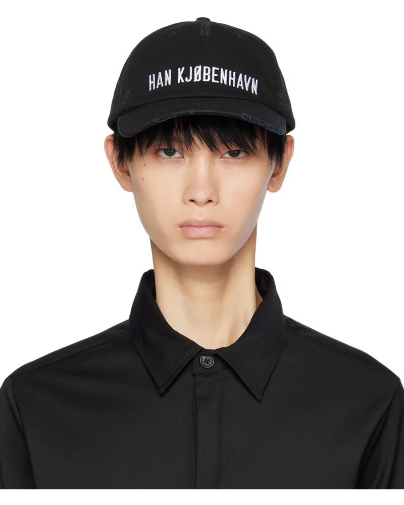 Han Kjøbenhavn Black Distressed Signature Cap Black