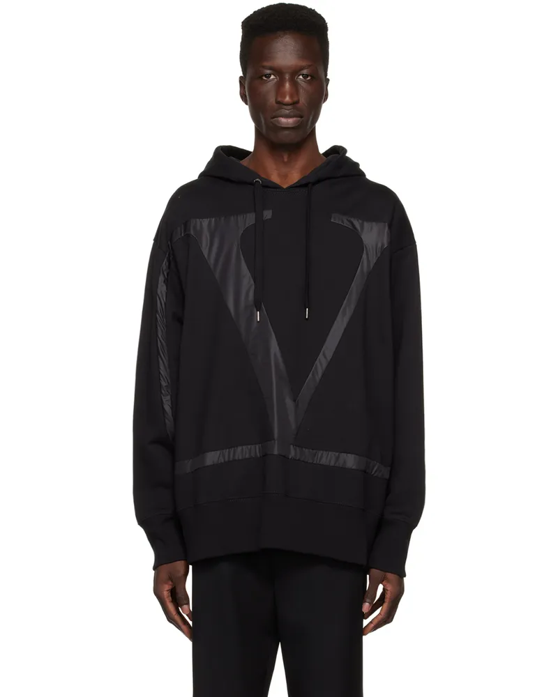 Valentino Garavani Black Paneled Hoodie 0no