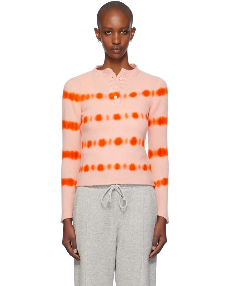 The Elder Statesman Pink Rave Henley Sweater D210