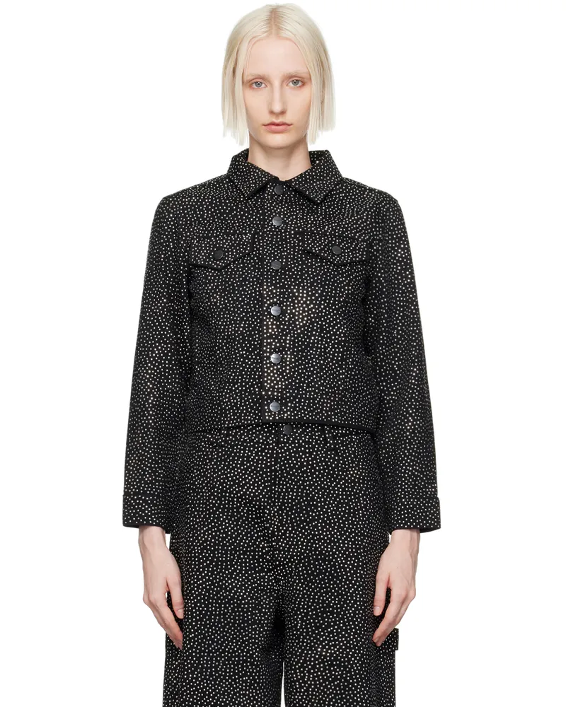Marc Jacobs Black 'The Glam Studs Shrunken' Denim Jacket 001