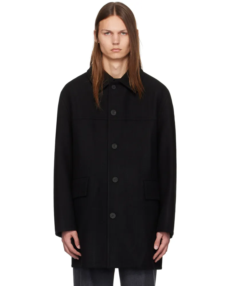 SOLID HOMME Black Single-Breasted Coat 107b