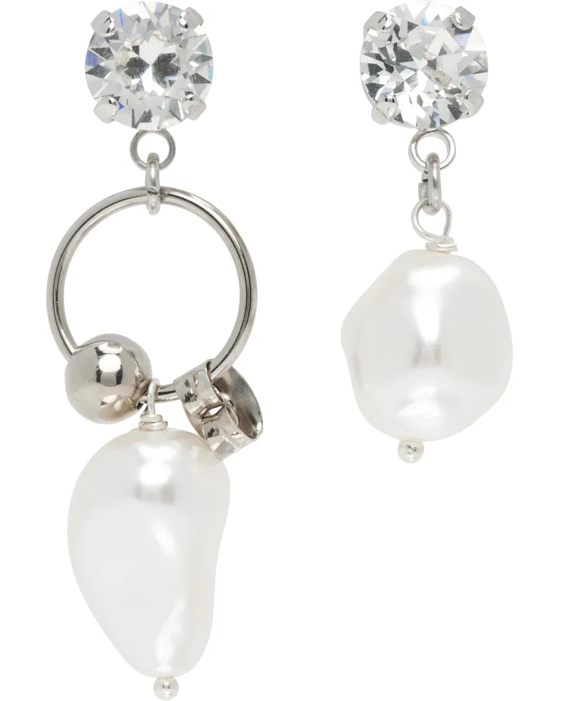 Justine Clenquet SSENSE Exclusive Silver Stan Crystal Earrings Crystal