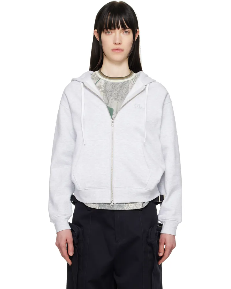 Dime Gray Cursive Zip Up Hoodie Ash