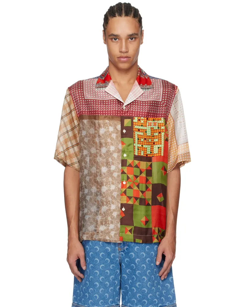 Marine Serre Multicolor Regenerated Silk Scarves Bowling Shirt Mu00