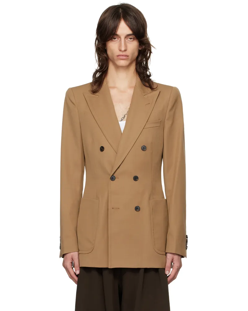 Dries van Noten Tan Tight-Fit Blazer 712
