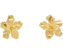 Gold Conie Vallese Edition Big Golden Flower Clip Earrings