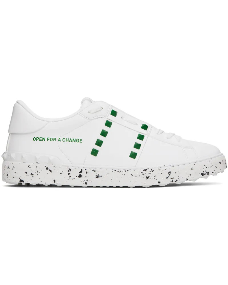 Valentino Garavani White 'Open For A Change' Sneakers Green