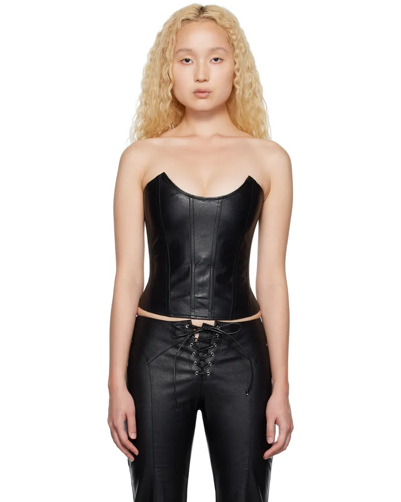 Miaou Black Leia Faux-Leather Tank Top Black