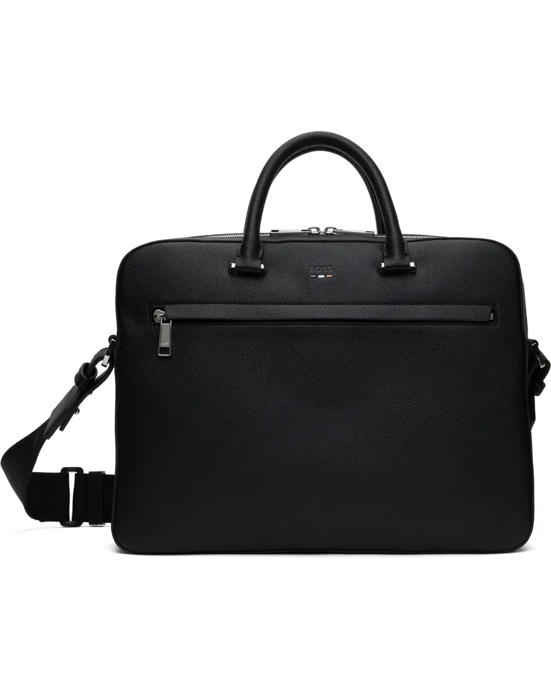 HUGO BOSS Black Pebble-Grained Faux-Leather Briefcase 001-black