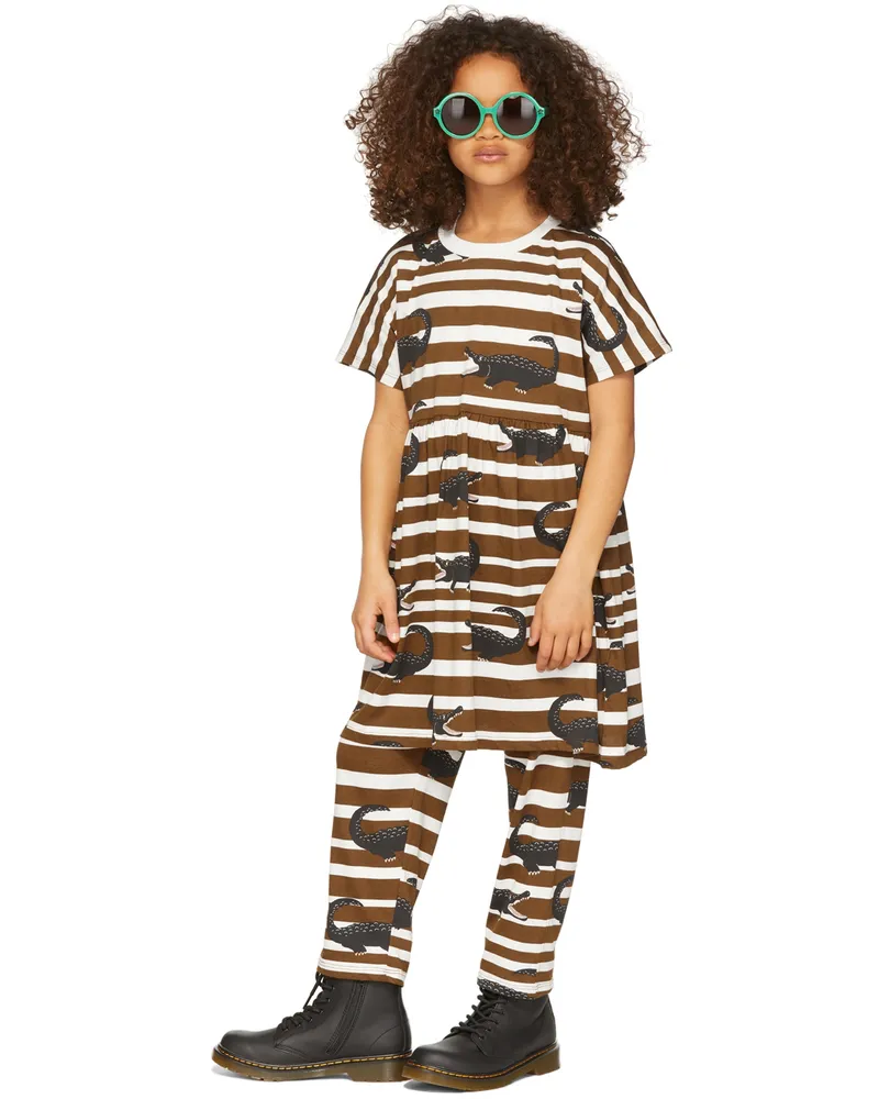 Mini Rodini Kids Brown Crocodile Lounge Pants Brown