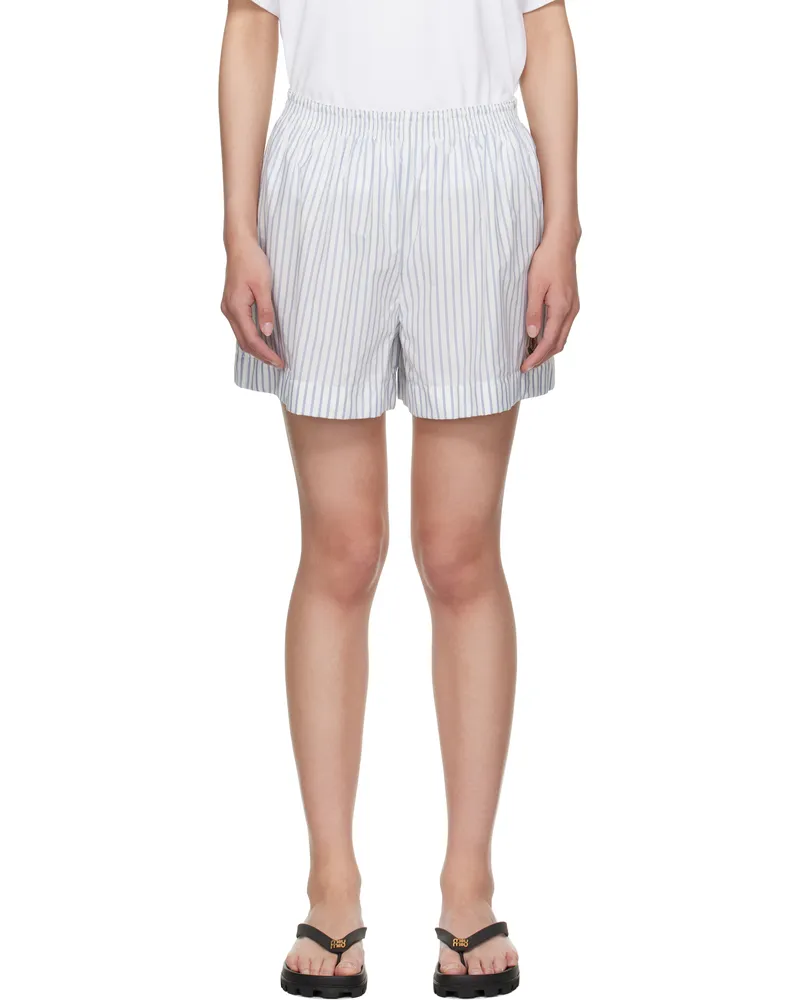 Moncler Blue & White Striped Shorts F00
