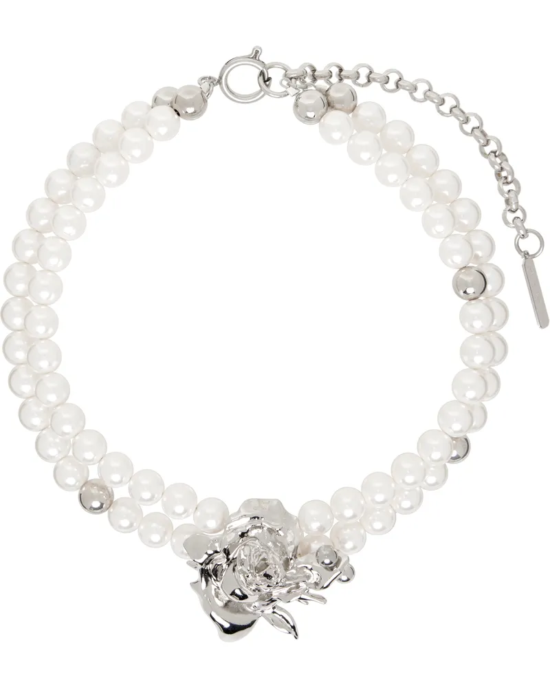 Justine Clenquet Silver & White Betsy Choker Palladium