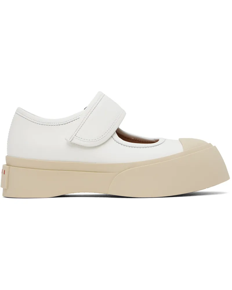 Marni White Mary Jane Ballerina Flats 00w01