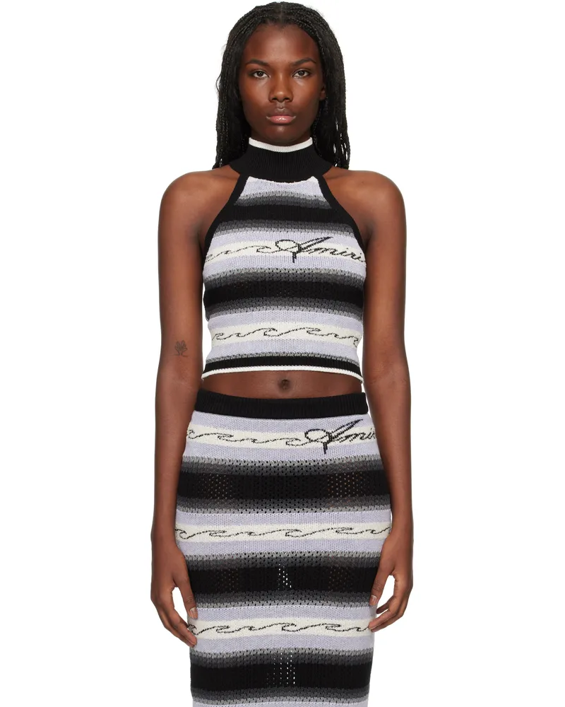 Amiri Black Wave Baja Stripe Tank Top Black