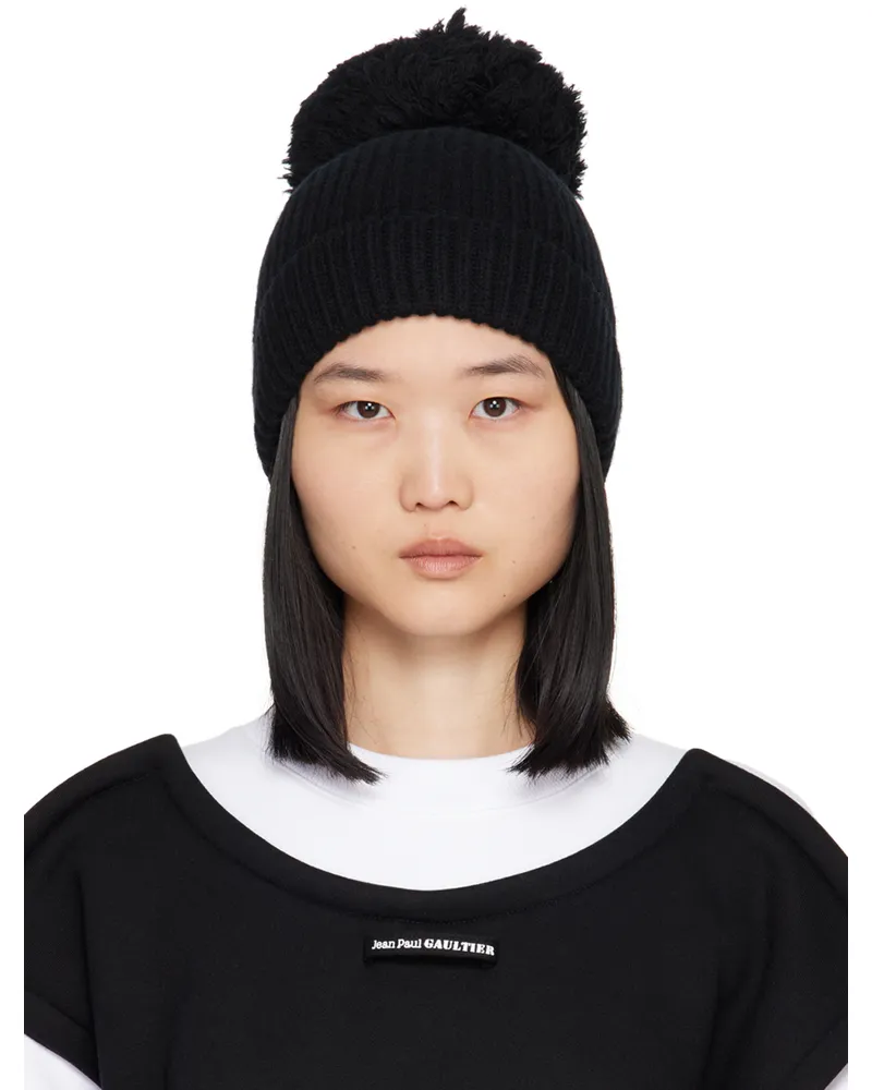 Jean Paul Gaultier Black 'The Pompom' Beanie 00-black