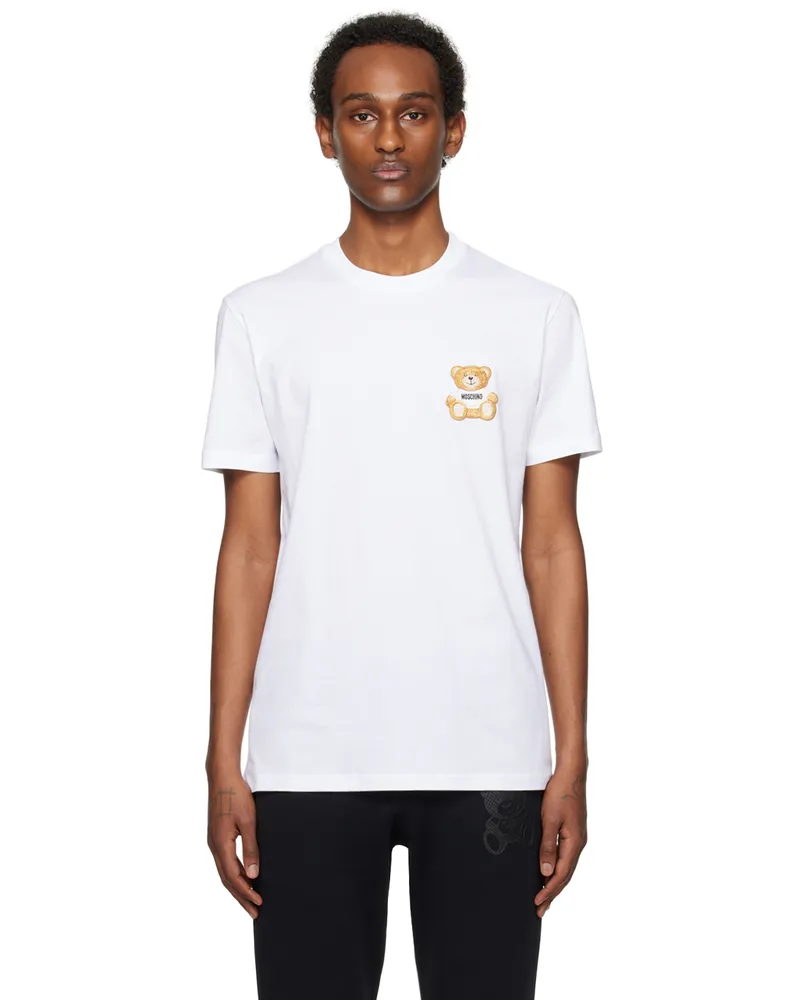 Moschino White Teddy Patch T-Shirt V0001