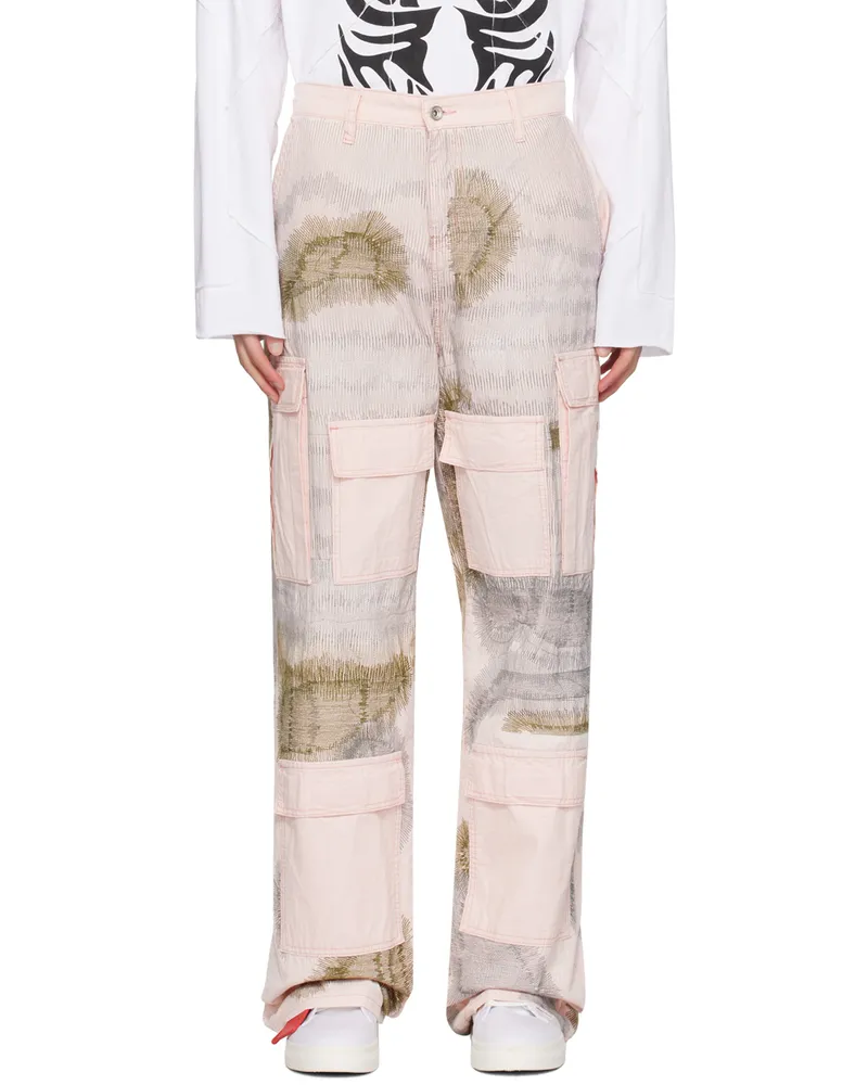 WHO DECIDES WAR Pink Darning Cargo Pants Rose