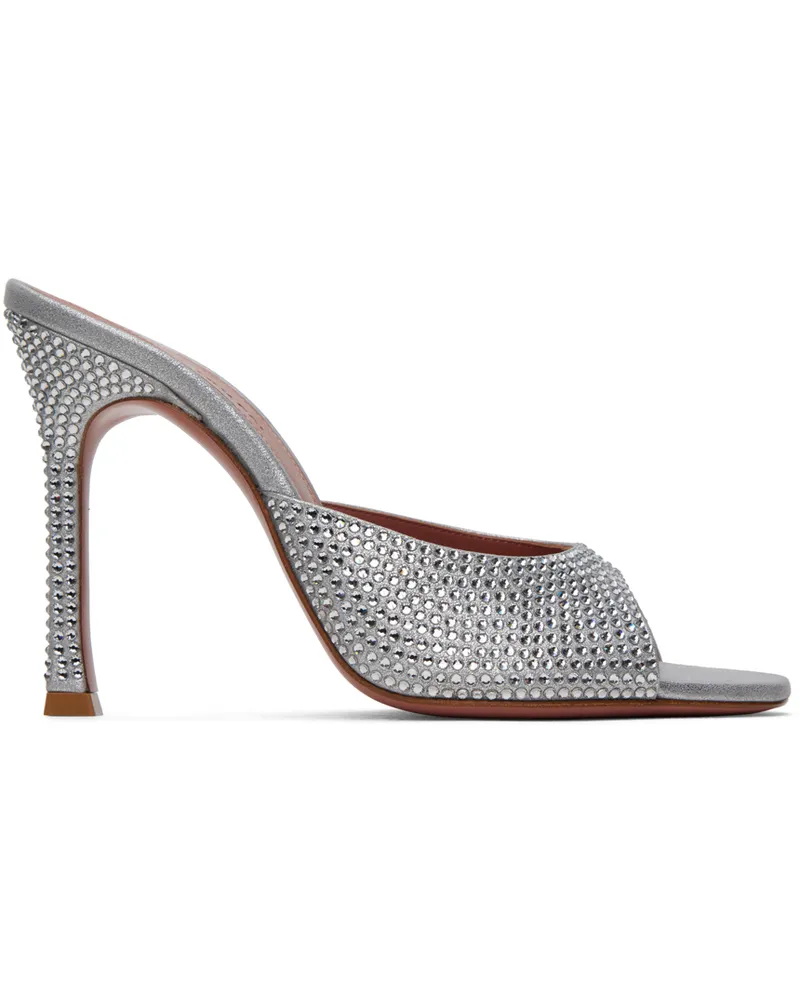 Amina Muaddi Silver Alexa Crystal Slipper 105 Heeled Sandals Silver
