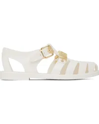 Moschino White Jelly Lettering Logo Sandals *