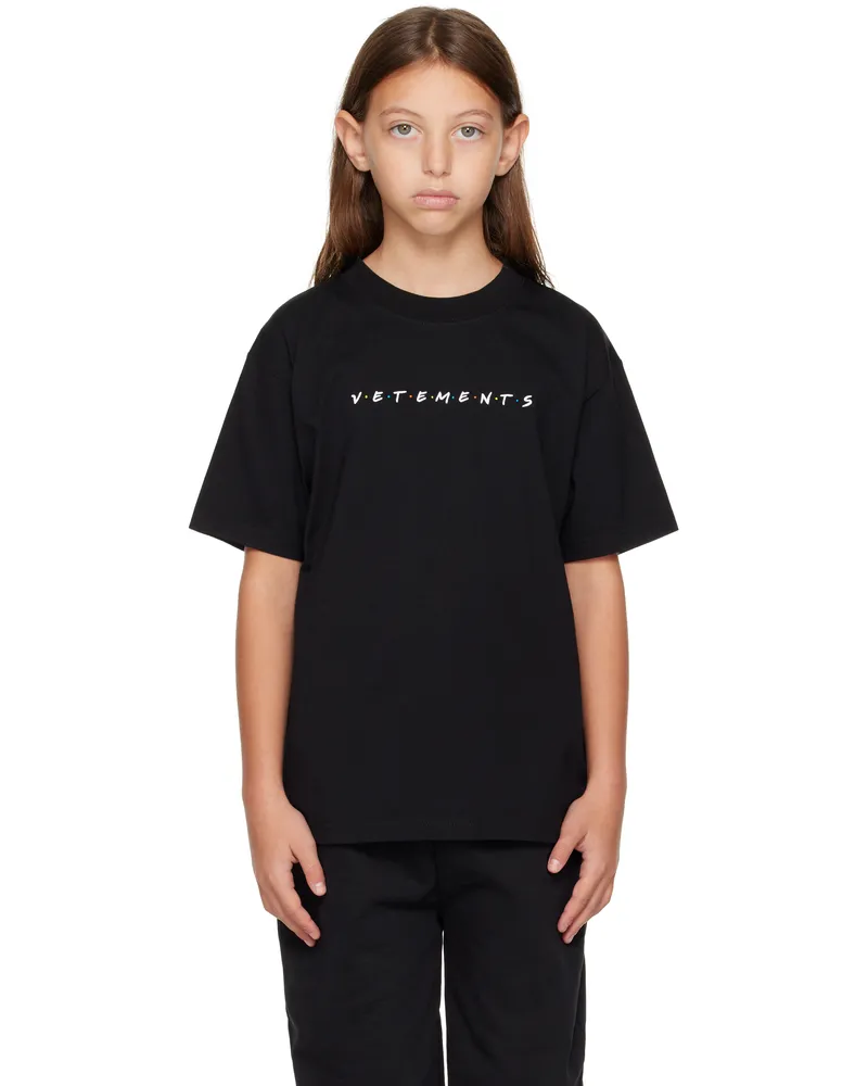 VETEMENTS Kids Black Friendly Logo T-shirt Black