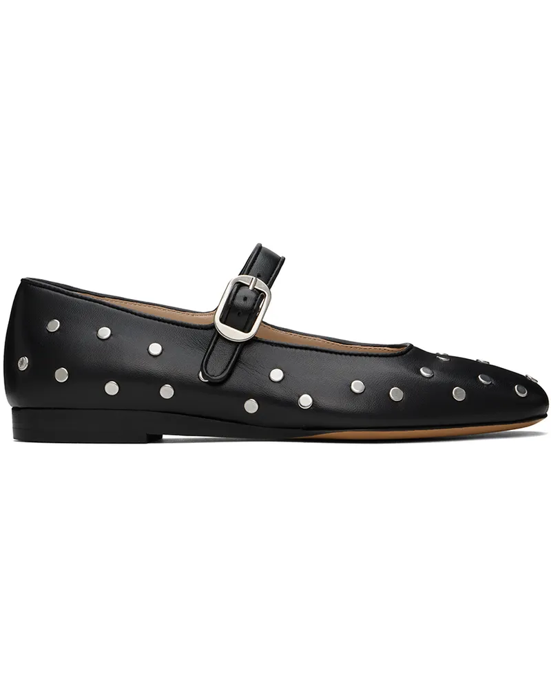 Le Monde Béryl Black Mary Jane Studded Leather Ballerina Flats Bla