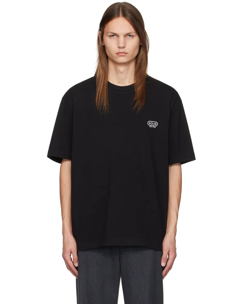 SOLID HOMME Black Round Logo T-Shirt 722b