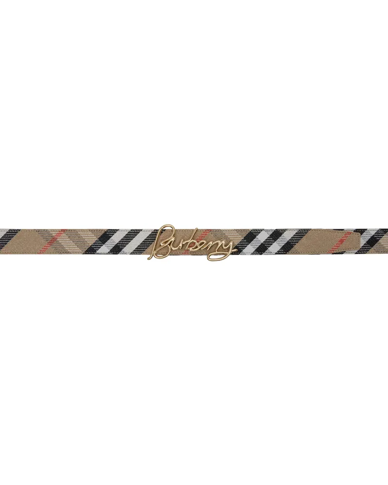Burberry Beige Check Signature Reversible Belt Sand