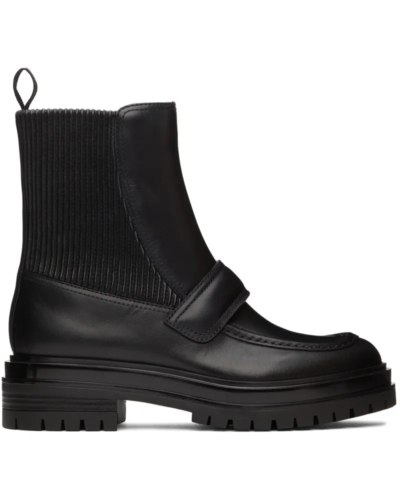 Gianvito Rossi Black Leather Berck Boots Black+black