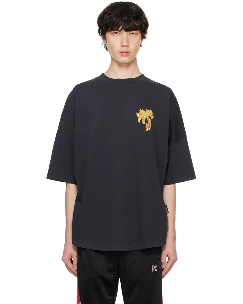 Palm Angels Black Burning Palm T-shirt Black