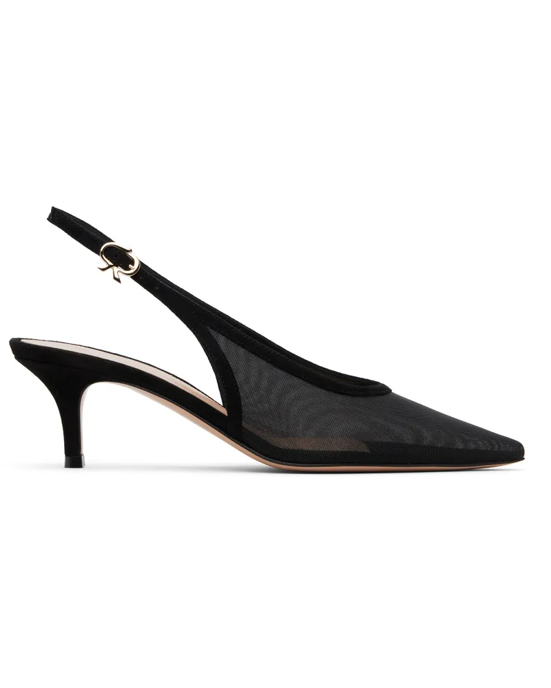 Gianvito Rossi Black Slingback 55 Heels Black+black