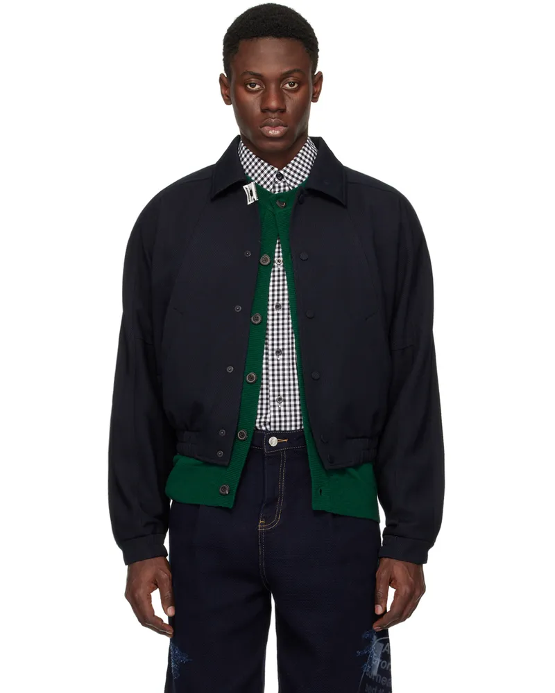 Adererror Navy Press-Stud Jacket Noir