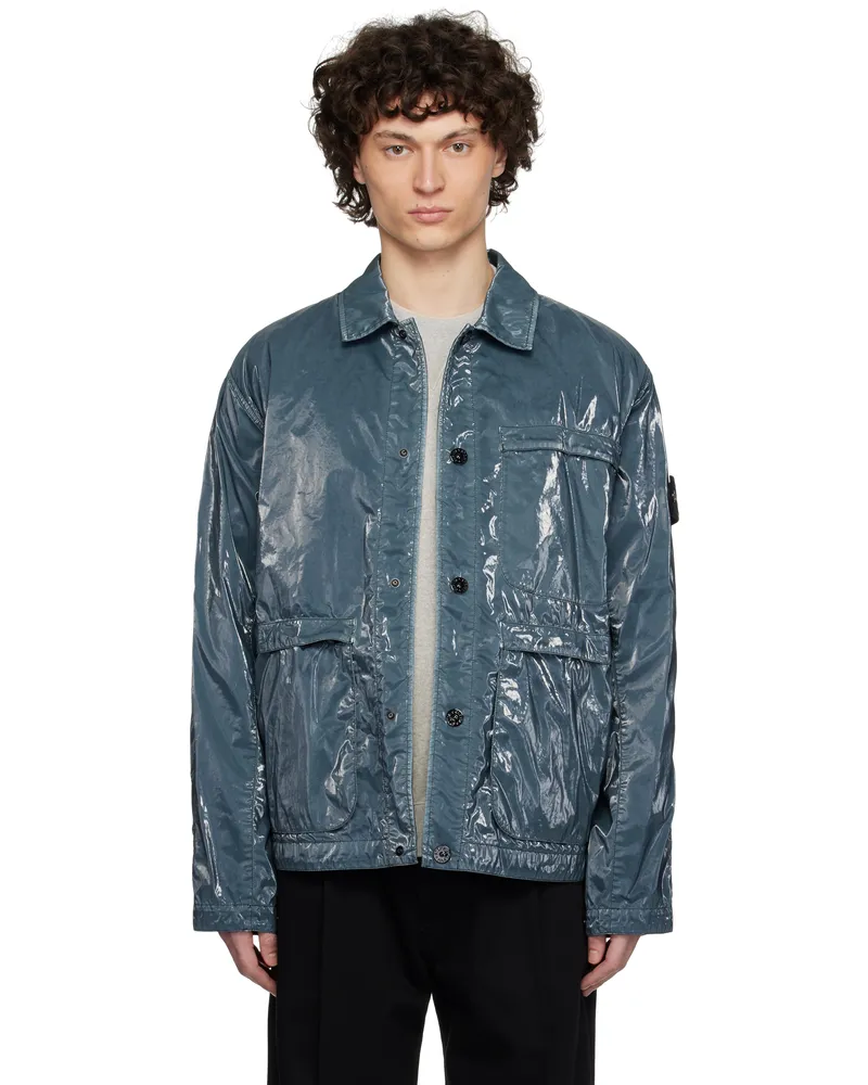Stone Island Blue Caban Mussola Prismatica Jacket V0020