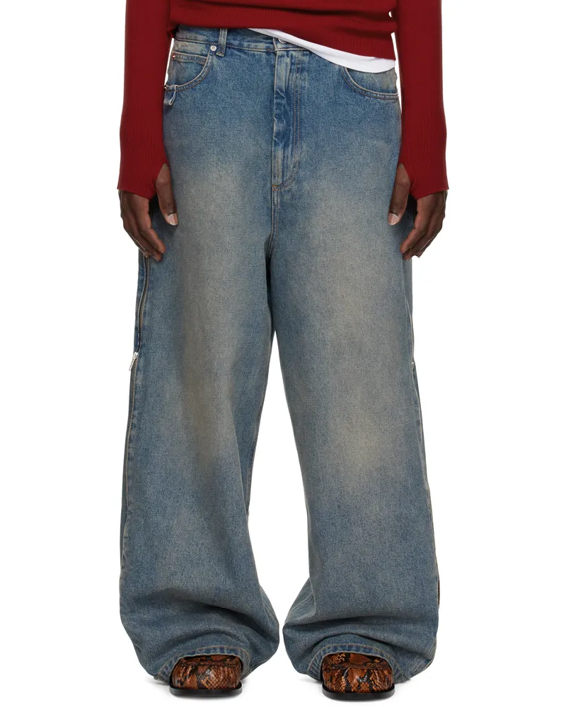 LU'U DAN Blue Side Zip Jeans Vintage