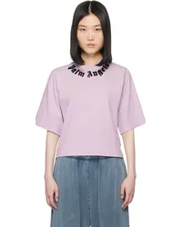 Palm Angels Purple Neck Logo T-Shirt Lilac