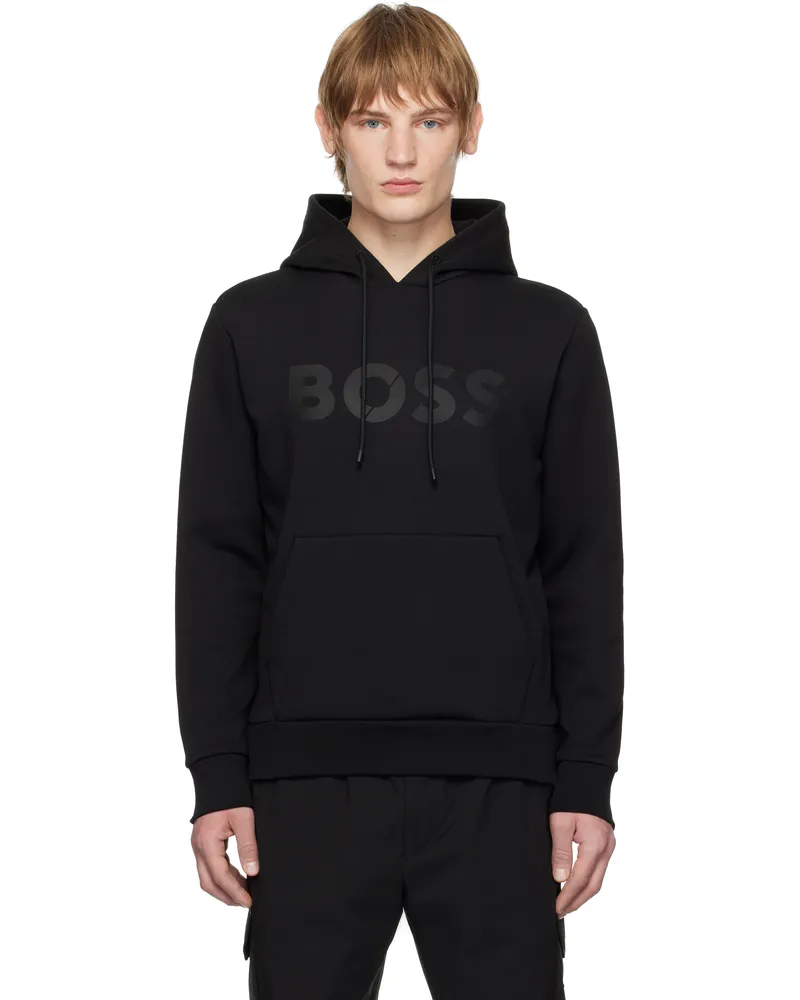 HUGO BOSS Black Bonded-Logo Hoodie 001-black