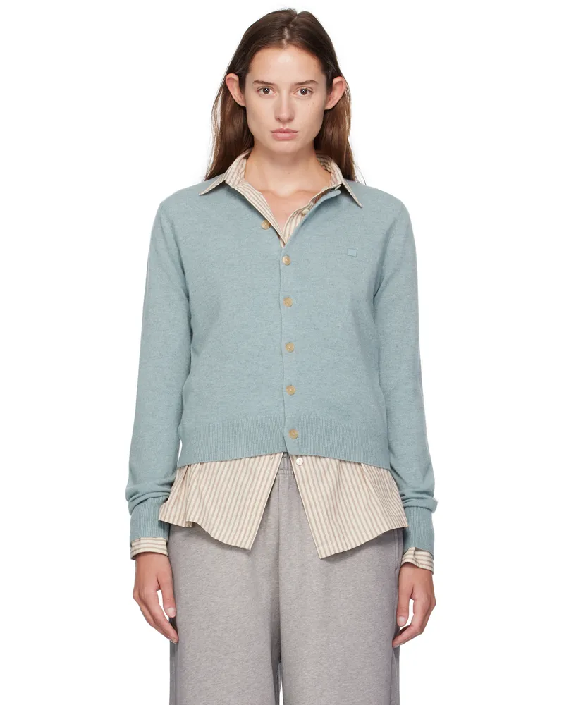 Acne Studios Blue Yak Wool Fitted Cardigan Aat