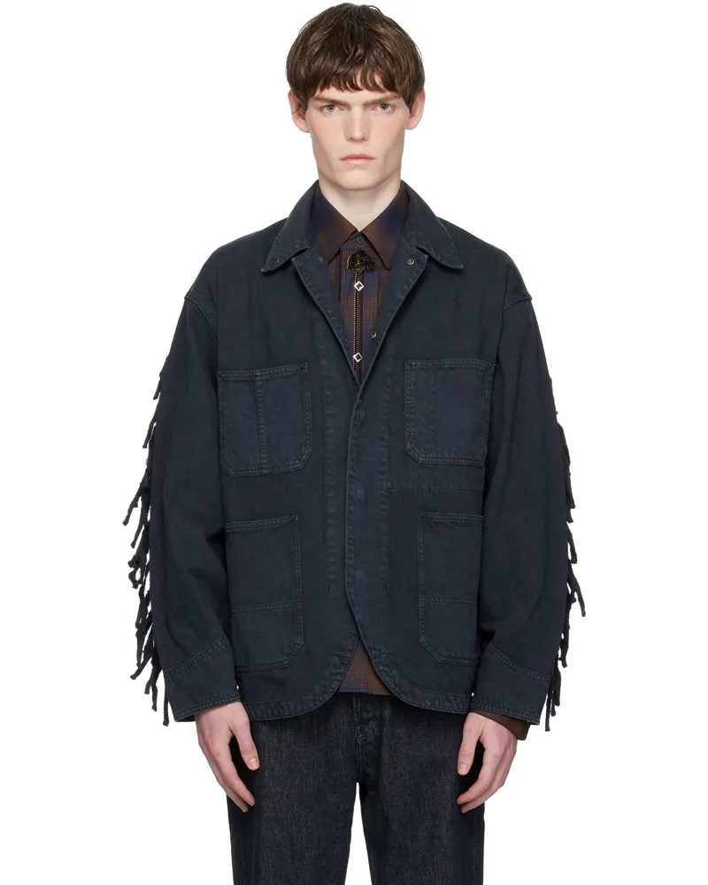 Toga Black Fringed Denim Jacket Black