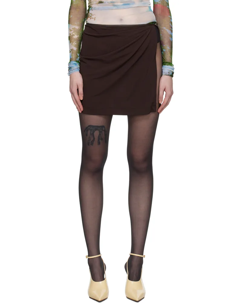Christopher Esber Brown Framed Buckle Miniskirt Cacao