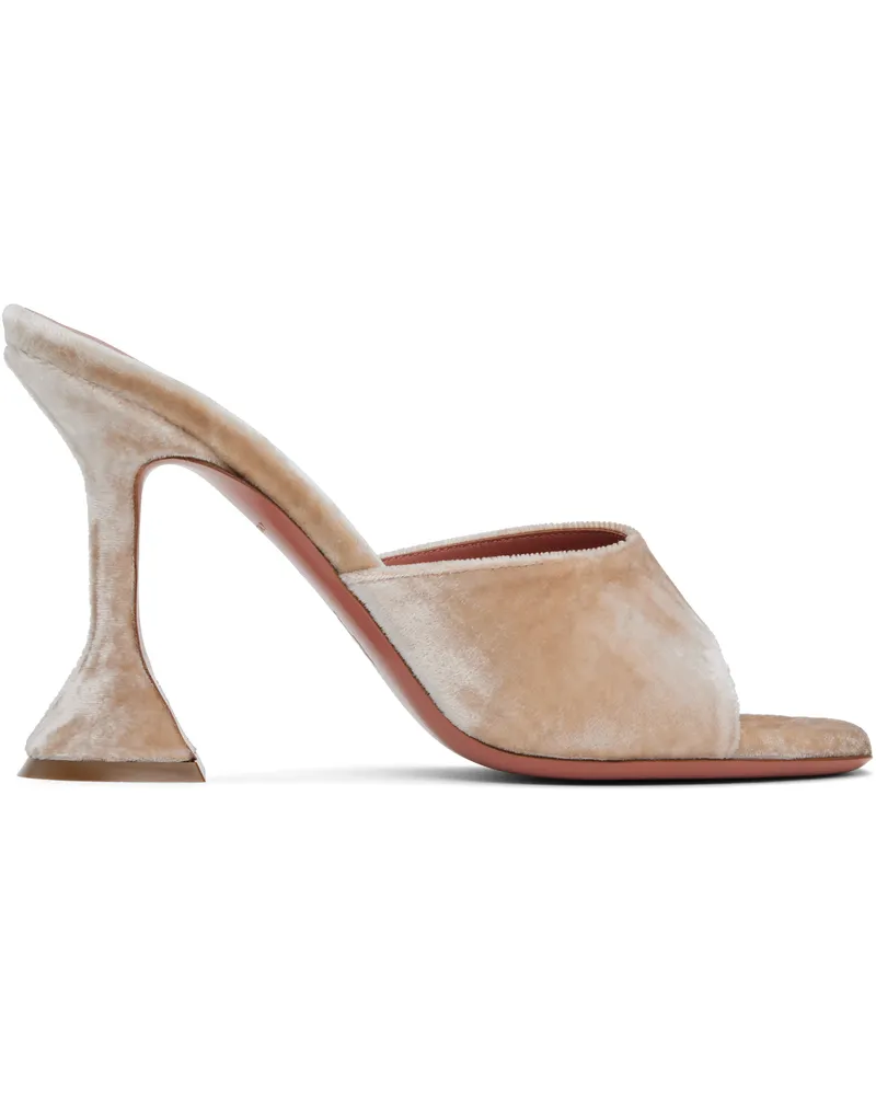 Amina Muaddi Beige Lupita Slipper Heeled Sandals Champagne
