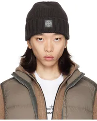 Stone Island Gray Knitted Tonal Badge Beanie Vlead