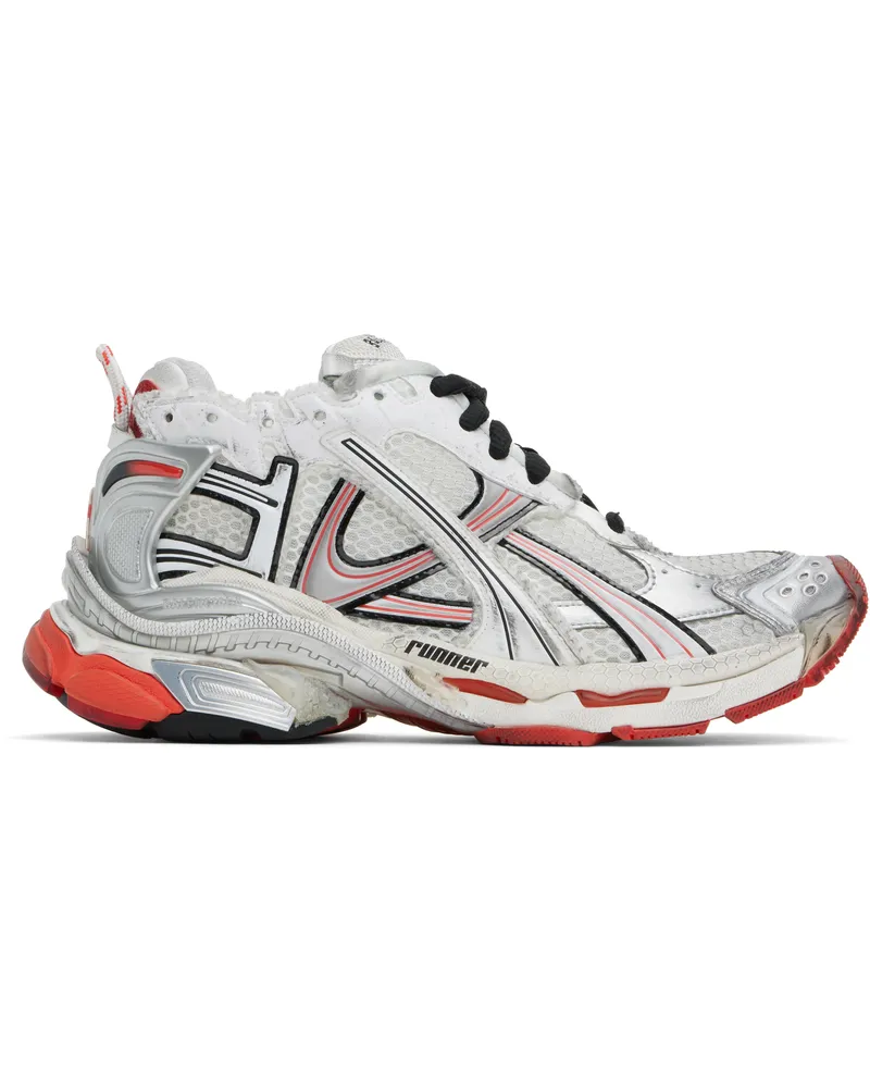 Balenciaga White & Red Runner Sneakers White