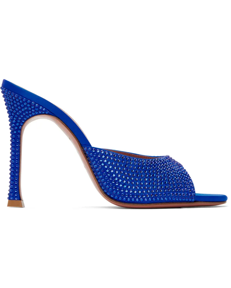 Amina Muaddi Blue Alexa Crystal Slipper 105 Heeled Sandals Electric