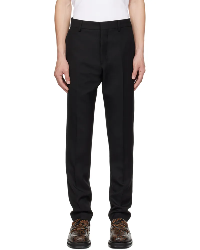 AMI Paris Black Cigarette Fit Trousers Black
