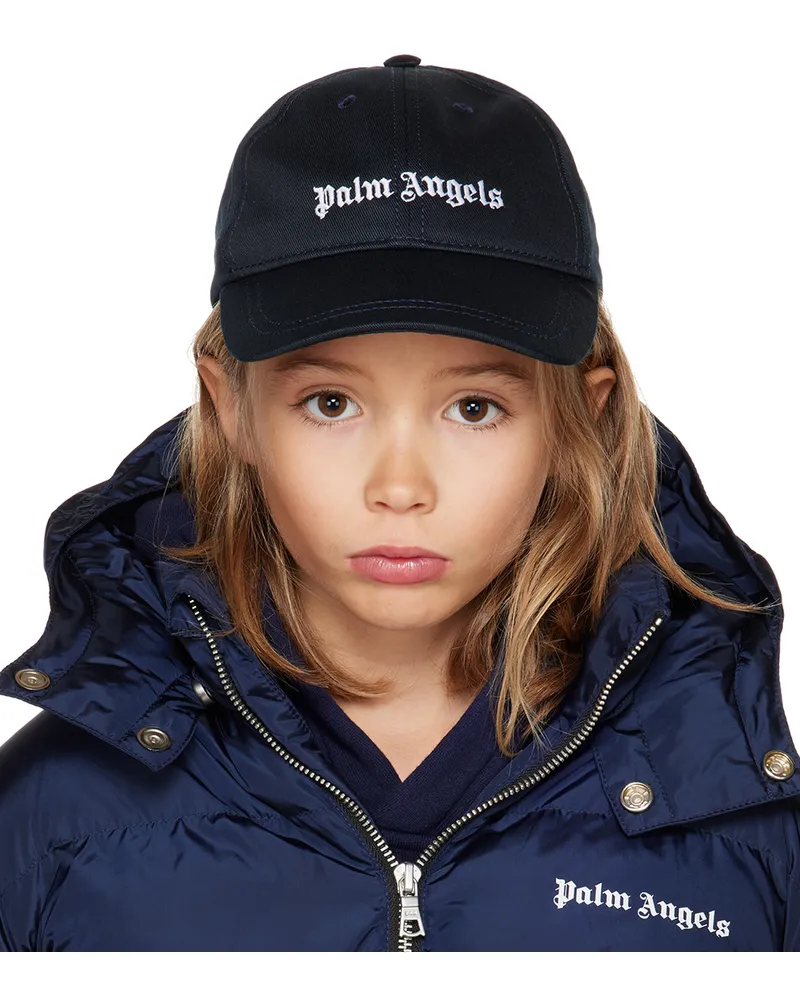 Palm Angels Kids Navy Embroidered Cap Navy