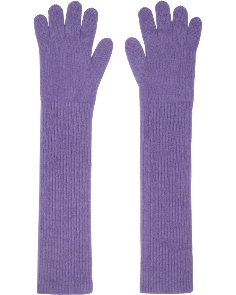 AURALEE Purple Baby Cashmere Knit Long Gloves Purple