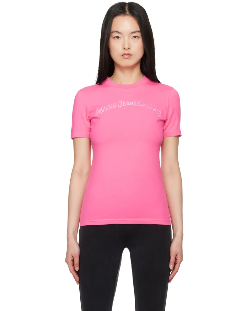 Versace Jeans Pink Screen-Printed T-shirt E494