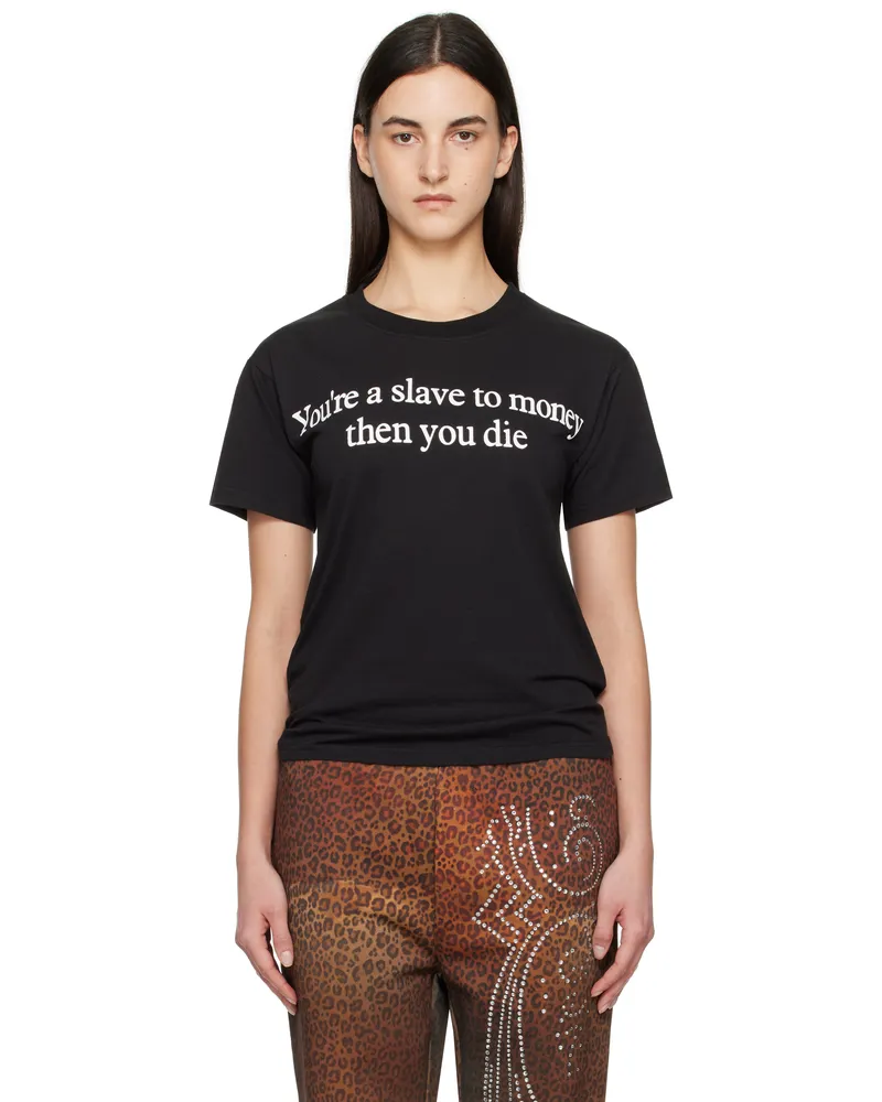 Praying Black Short Sleeve Print 'Slave' T-shirt Black