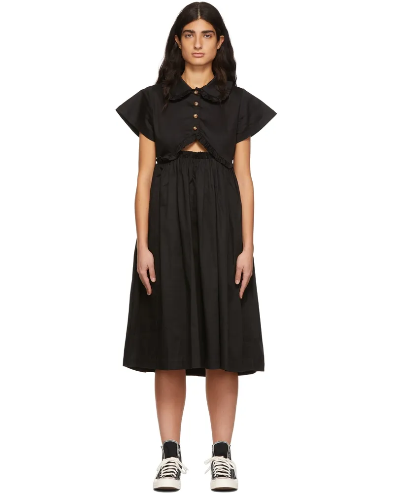 Kika Vargas Black Mabel Midi Dress Black
