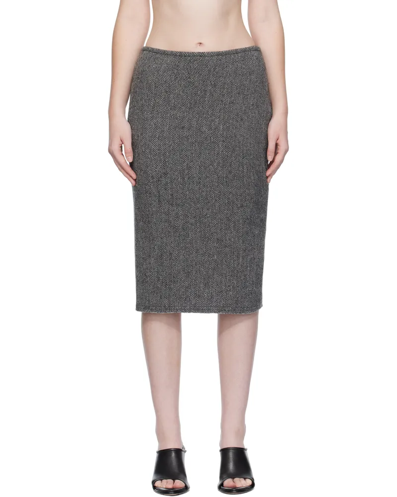 Yohji Yamamoto Gray Twisted Midi Skirt 1